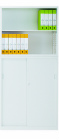 A4対応スチール書庫 幅88cm 高さ75cm オープン書庫+高さ111cmスチール引戸書庫